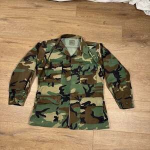 Vintage USGI Woodland Camo BDU Hot Weather Combat Coat Jacket Small Regular